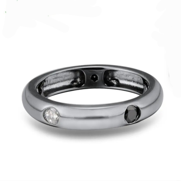 Silver black band ring sz 7.5 - Picture 4 of 5